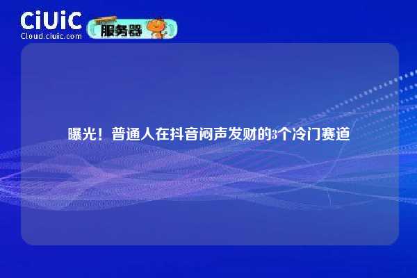 曝光!普通人在抖音闷声发财的3个冷门赛道 第1张 曝光!普通人在抖音闷声发财的3个冷门赛道 第1张
