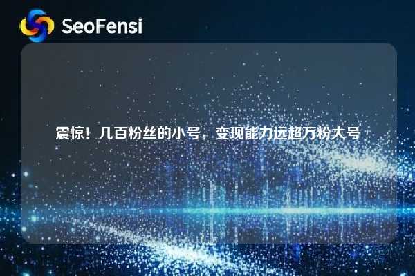 震惊!几百粉丝的小号,变现能力远超万粉大号 第1张 震惊!几百粉丝的小号,变现能力远超万粉大号 第1张