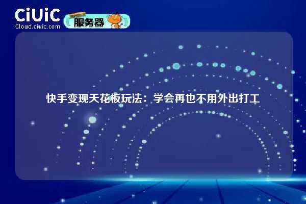 快手变现天花板玩法:学会再也不用外出打工 第1张 快手变现天花板玩法:学会再也不用外出打工 第1张