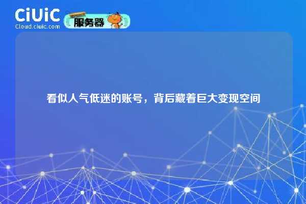看似人气低迷的账号,背后藏着巨大变现空间 第1张 看似人气低迷的账号,背后藏着巨大变现空间 第1张