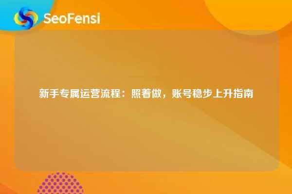 新手专属运营流程:照着做,账号稳步上升指南 第1张 新手专属运营流程:照着做,账号稳步上升指南 第1张