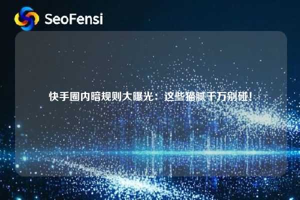 快手圈内暗规则大曝光:这些猫腻千万别碰! 第1张 快手圈内暗规则大曝光:这些猫腻千万别碰! 第1张