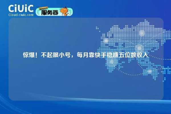 惊爆!不起眼小号,每月靠快手稳赚五位数收入 第1张 惊爆!不起眼小号,每月靠快手稳赚五位数收入 第1张